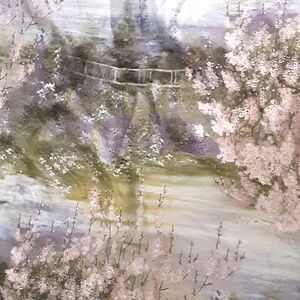 Cuddledown fabric shower curtain all over floral impressionistic style cotton